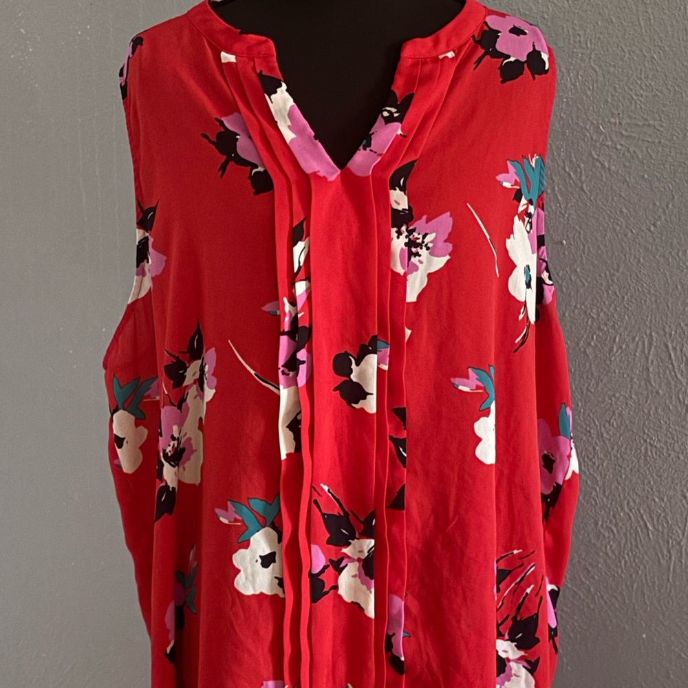 41 Hawthorn Red Relaxed Blouse with Mandarin Collar